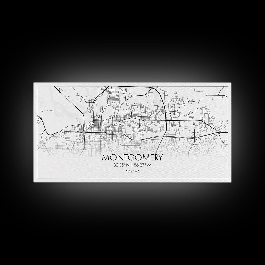 Montgomery City Map, Alabama Map, Map Art, Minimalist Wall Art, Wall Art, Canvas Art, Farmhouse Wall Art, Girlfriend Gift, Teen Room, Office