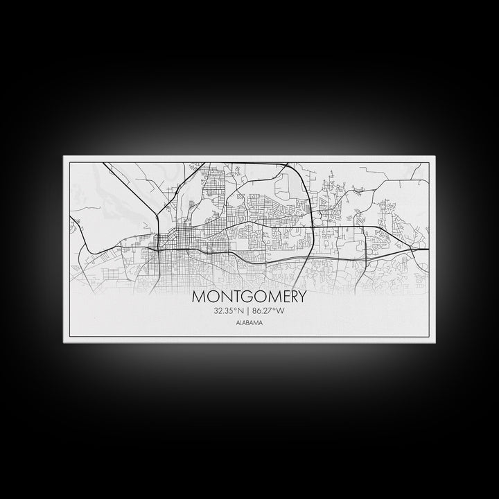 Montgomery City Map, Alabama Map, Map Art, Minimalist Wall Art, Wall Art, Canvas Art, Farmhouse Wall Art, Girlfriend Gift, Teen Room, Office