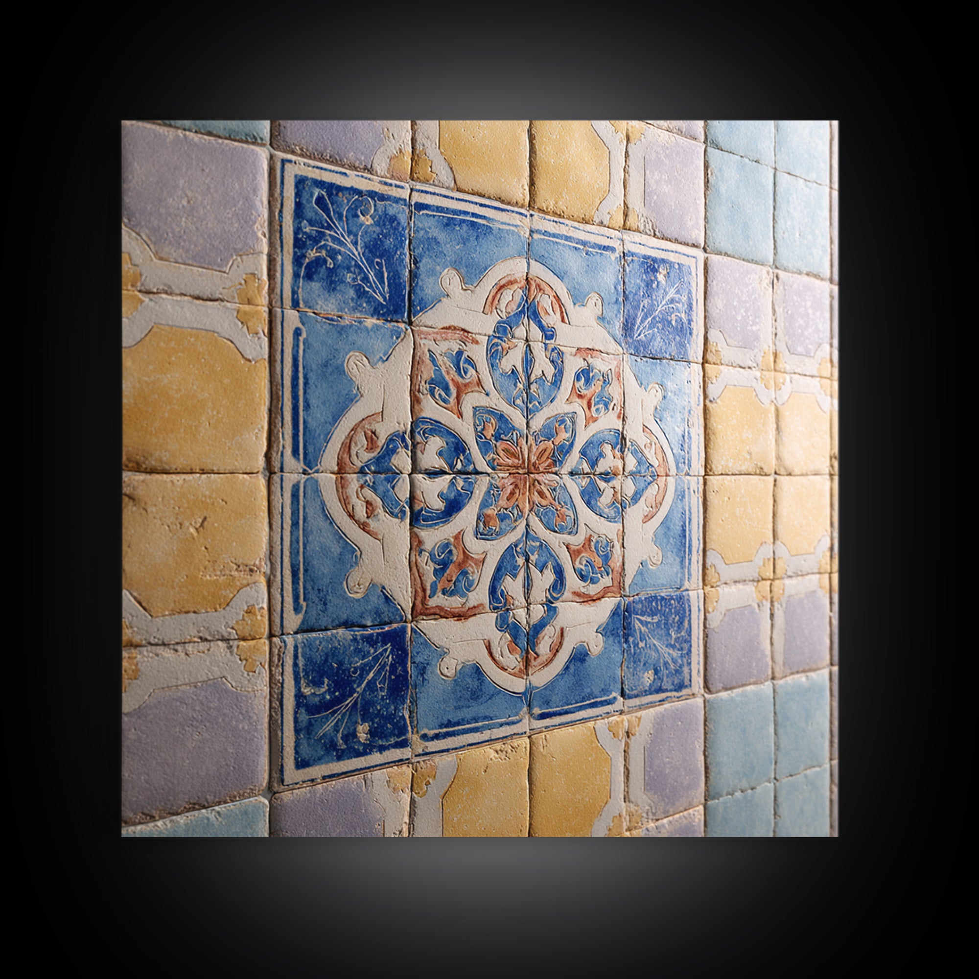 Ornate Zellige Tile Pattern Canvas Print, Moroccan Art, Art, Living Room Decor, Fine Art, Marrakesh, Modern Wall Art, MOR-1x1-49