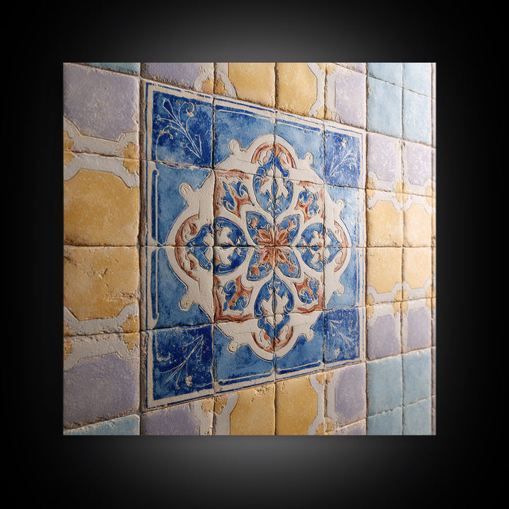 Ornate Zellige Tile Pattern Canvas Print, Moroccan Art, Art, Living Room Decor, Fine Art, Marrakesh, Modern Wall Art, MOR-1x1-49