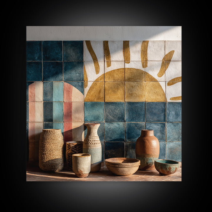Gold Geometric Sunburst Framed Canvas Print, Moroccan Art, Moroccan Decor, Living Room Decor, Fine Art, Marrakesh, MOR-1x1-72