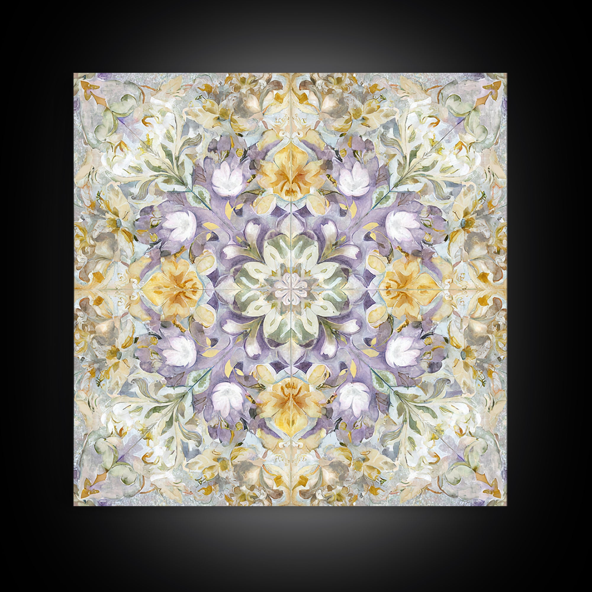 Henna Floral Ornament Pattern Framed Canvas Print, Moroccan Art, Printable Wall Art, Living Room Decor, Oil Painting, Marrakesh, MOR-1x1-8