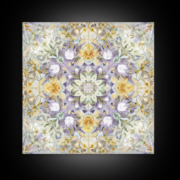 Henna Floral Ornament Pattern Framed Canvas Print, Moroccan Art, Printable Wall Art, Living Room Decor, Oil Painting, Marrakesh, MOR-1x1-8