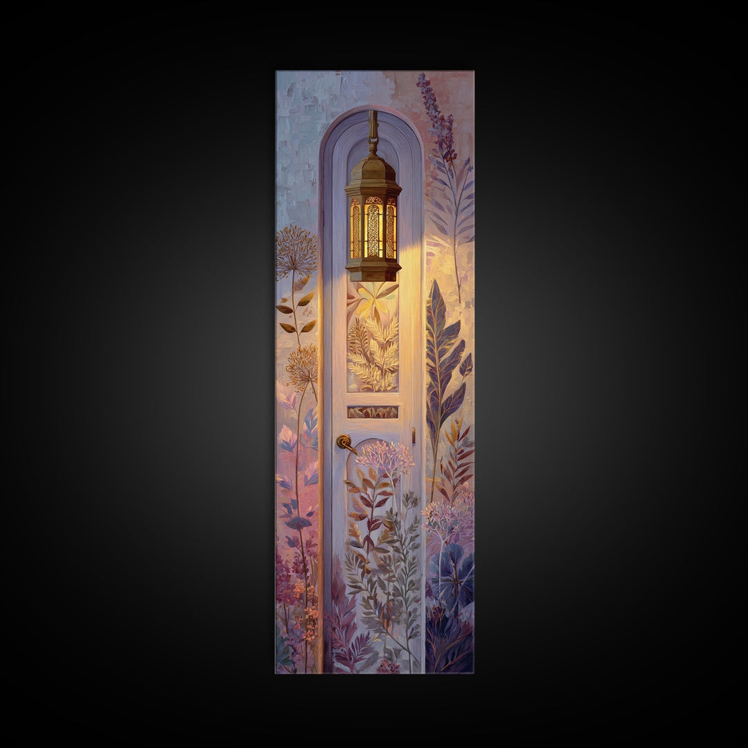 Patterned Door Hardware and Carved Wood Detail Canvas Print, Moroccan Art, Neutral Decor, Living Room Decor, Oil Painting, MOR-1x3-55