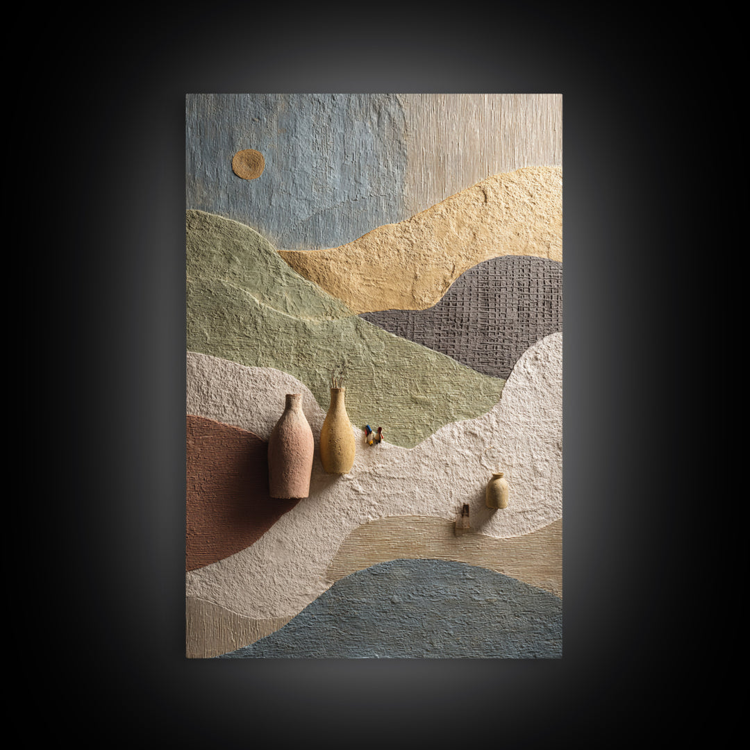 Sahara Dune Waves Framed Canvas Print, Moroccan Art, Boho Decor, Living Room Decor, Oil Painting, Marrakesh, Ramadan Decor, MOR-2x3-100