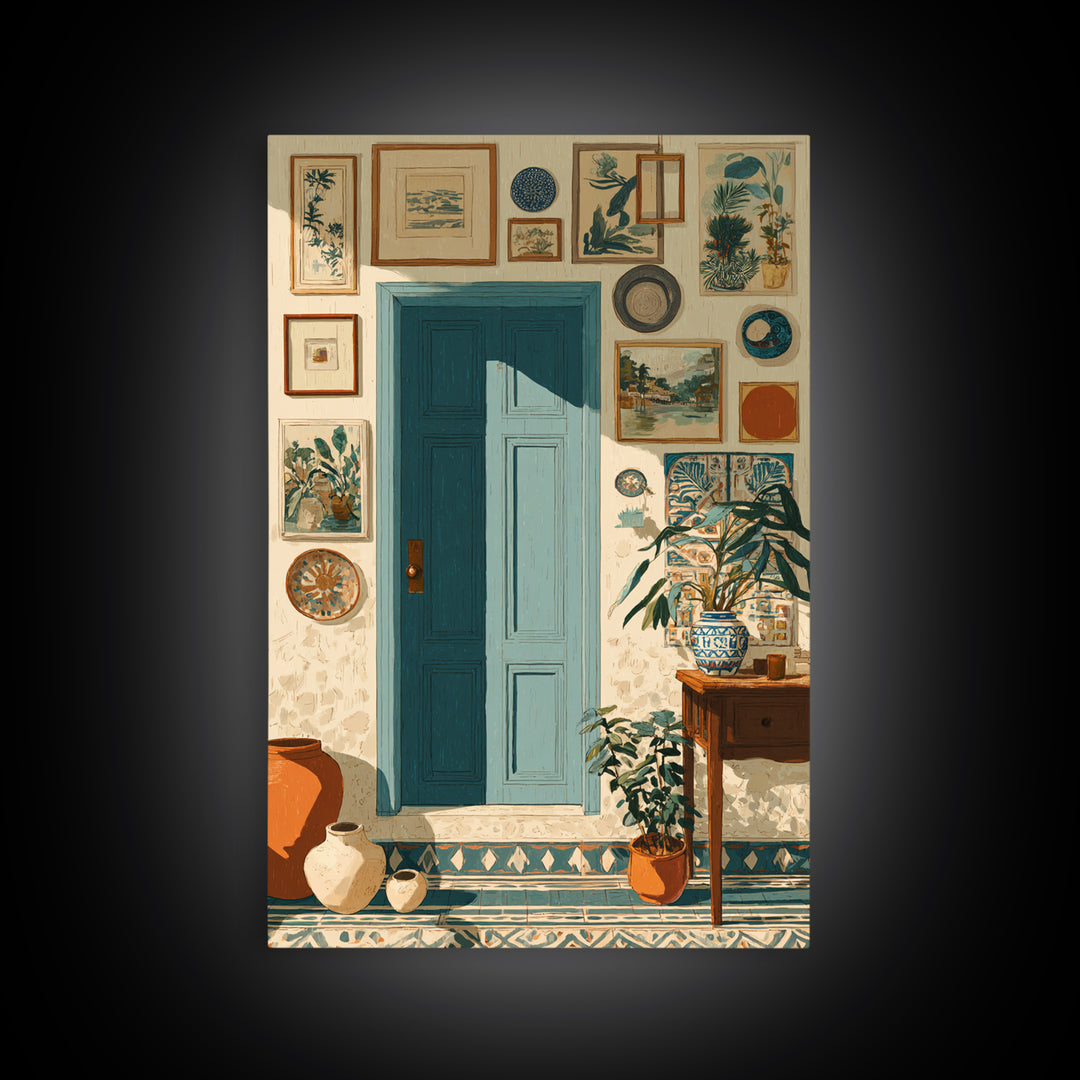 Patterned Door Hardware and Carved Wood Detail Canvas Print, Moroccan Art, Living Room Rug, Living Room Decor, Marrakesh, MOR-2x3-51