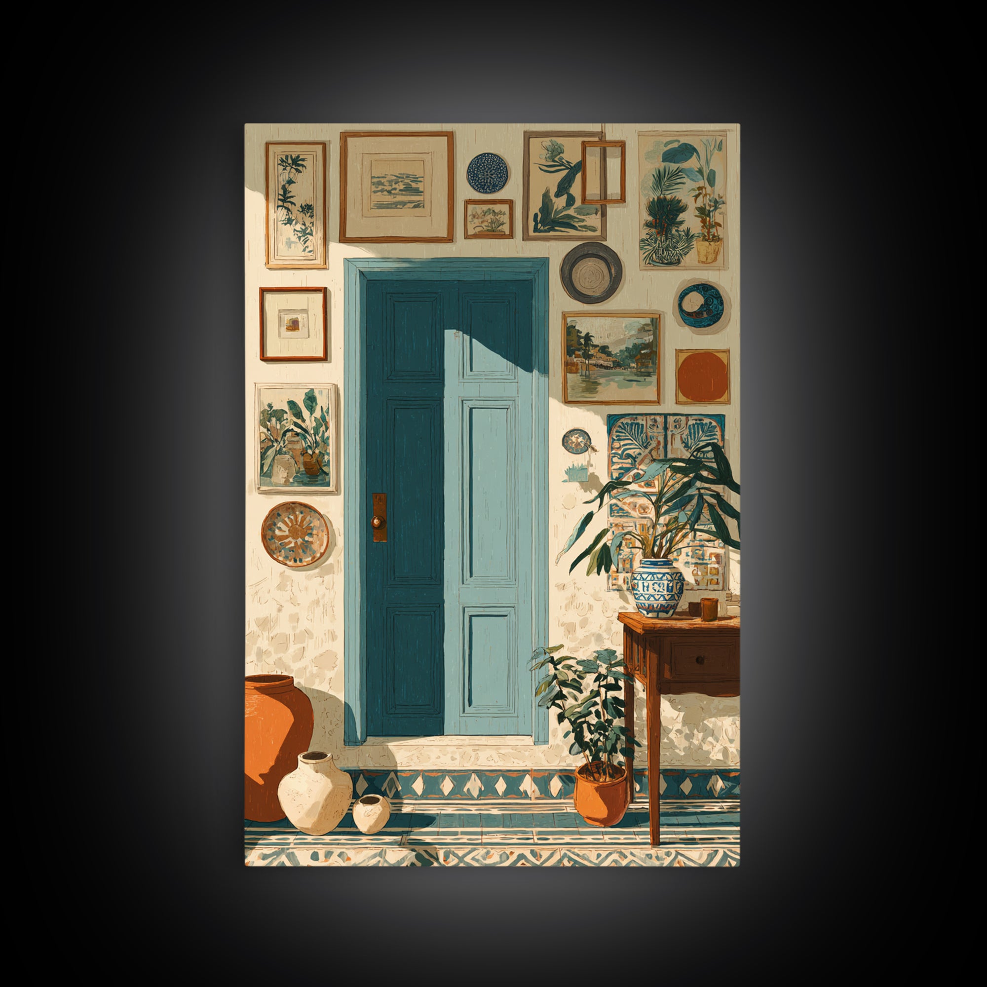 Patterned Door Hardware and Carved Wood Detail Canvas Print, Moroccan Art, Living Room Rug, Living Room Decor, Marrakesh, MOR-2x3-51