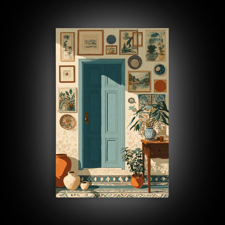 Patterned Door Hardware and Carved Wood Detail Canvas Print, Moroccan Art, Living Room Rug, Living Room Decor, Marrakesh, MOR-2x3-51