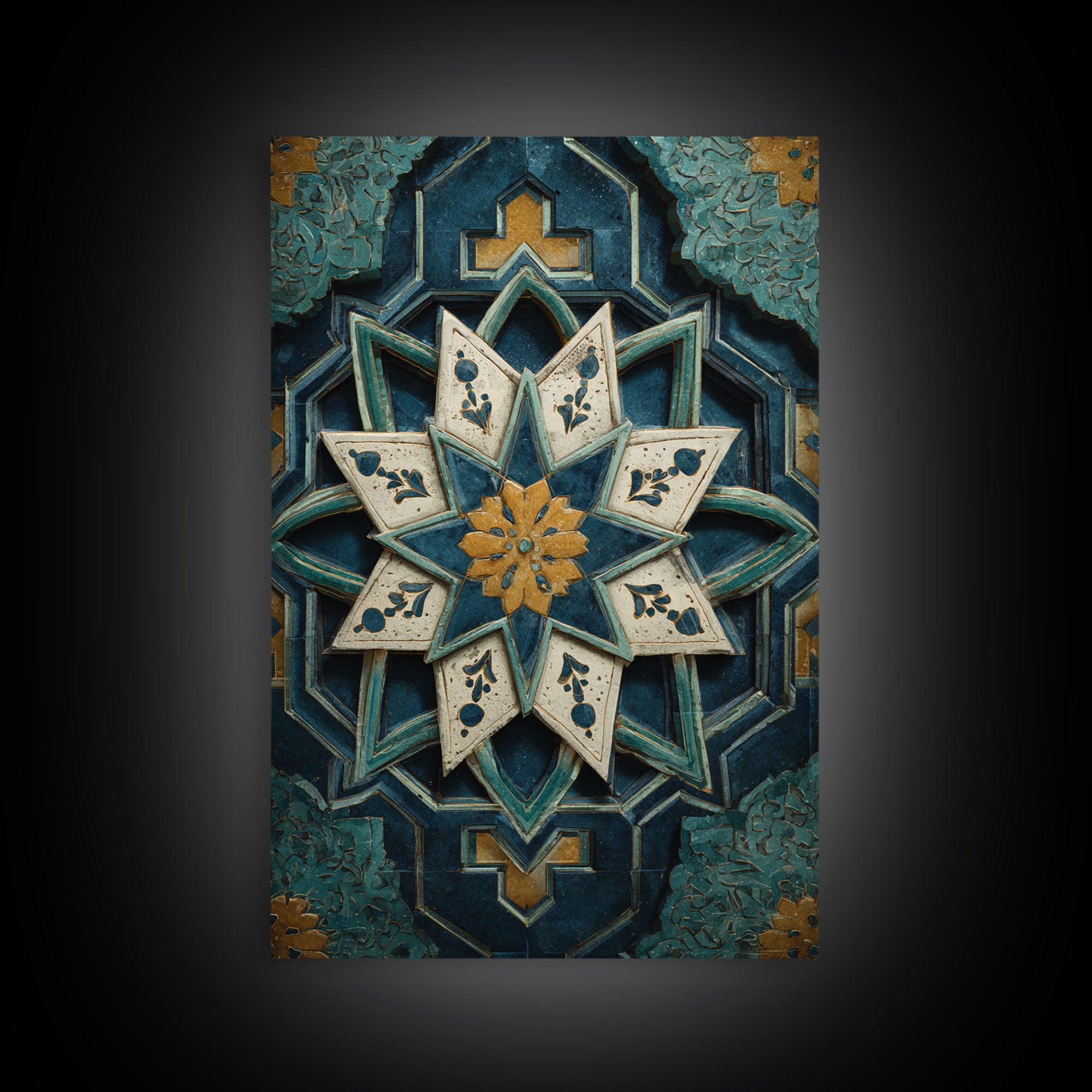 Geometric Star Motif Canvas Print, Moroccan Art, Map Wall Art, Living Room Decor, Fine Art, Marrakesh, Luxury Decor, MOR-2x3-61