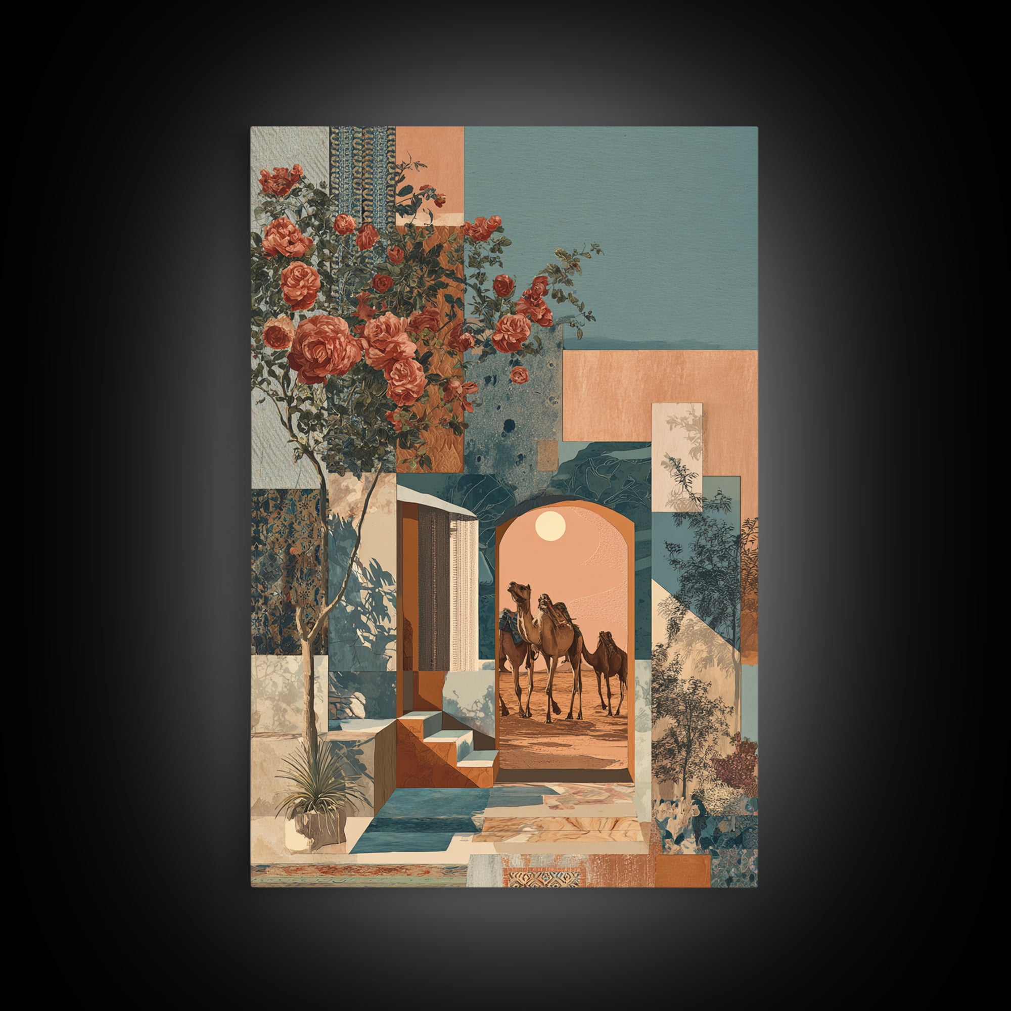 Desert Camel Caravan Framed Canvas Print, Moroccan Art, Room Decor, Living Room Decor, Fine Art, Marrakesh, Printable Wall Art, MOR-2x3-83