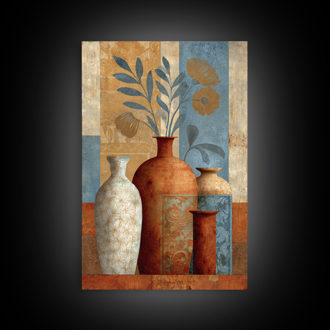 Henna Floral Ornament Pattern Framed Canvas Print, Moroccan Art, Neutral Wall Art, Living Room Decor, Fine Art, Marrakesh, MOR-2x3-88