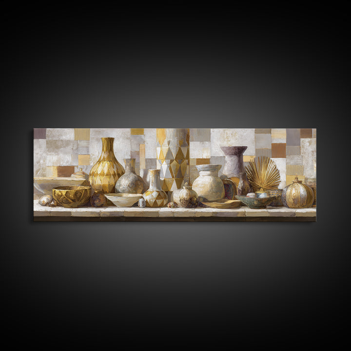 Gold Geometric Sunburst Framed Canvas Print, Moroccan Art, Textured Painting, Living Room Decor, Fine Art, Marrakesh, MOR-3x1-64