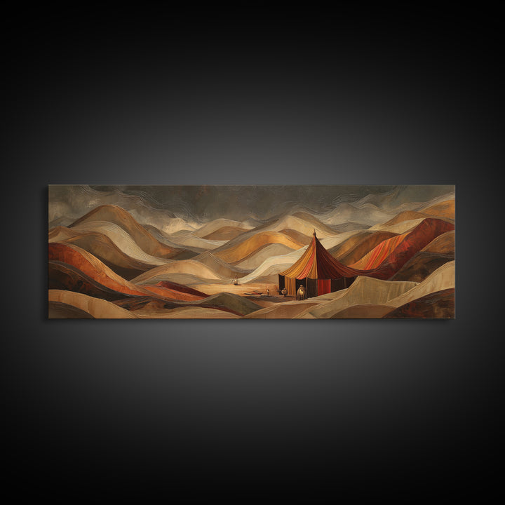 Sahara Dune Waves Framed Canvas Print, Moroccan Art, Printable, Living Room Decor, Oil Painting, Marrakesh, African Art, MOR-3x1-84