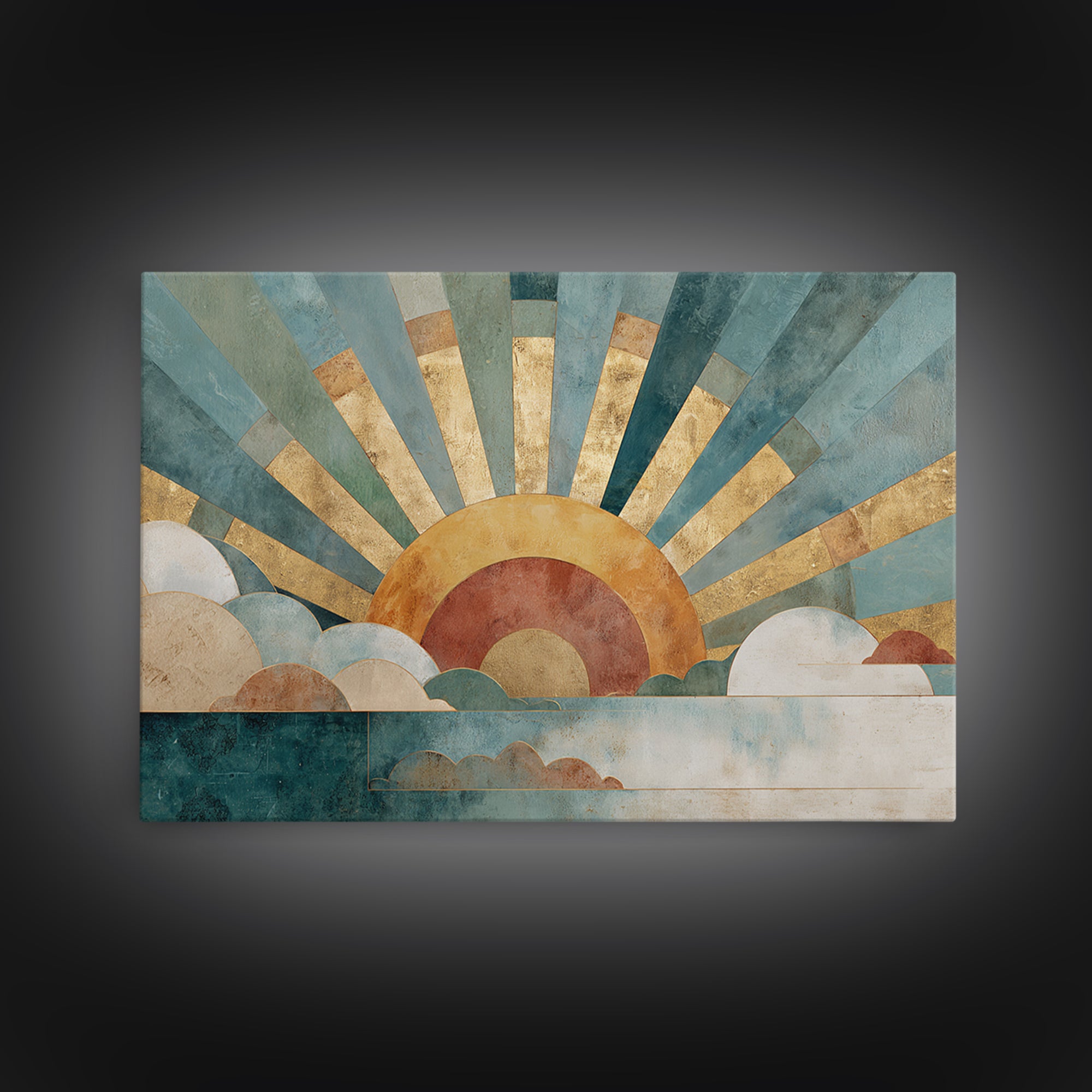 Gold Geometric Sunburst Canvas Print, Moroccan Art, Art Print, Living Room Decor, Fine Art, Marrakesh 576, Set of Prints, MOR-3x2-76