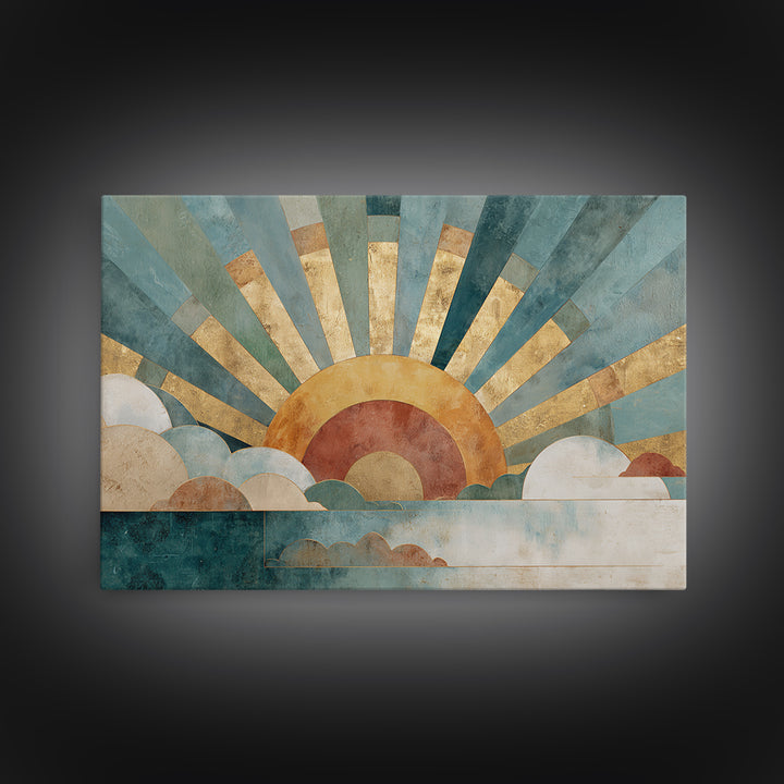 Gold Geometric Sunburst Canvas Print, Moroccan Art, Art Print, Living Room Decor, Fine Art, Marrakesh 576, Set of Prints, MOR-3x2-76