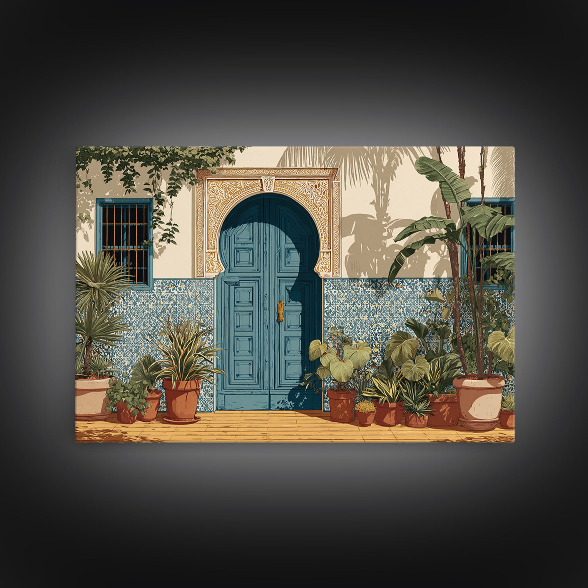 Patterned Door Hardware and Carved Wood Detail Canvas Print, Moroccan Art, Gallery Wall Set, Living Room Decor, Marrakesh, MOR-3x2-95