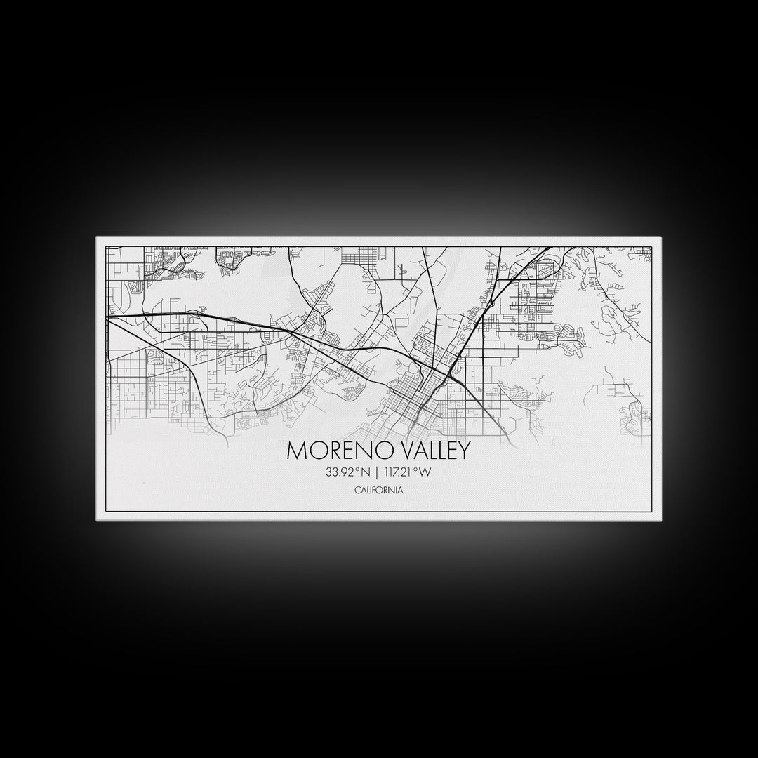 Moreno Valley City Map, California Map, Map Art, Minimalist Wall Art, Wall Art, Canvas Art, Horizontal Print, PHD Graduation Gift, Office