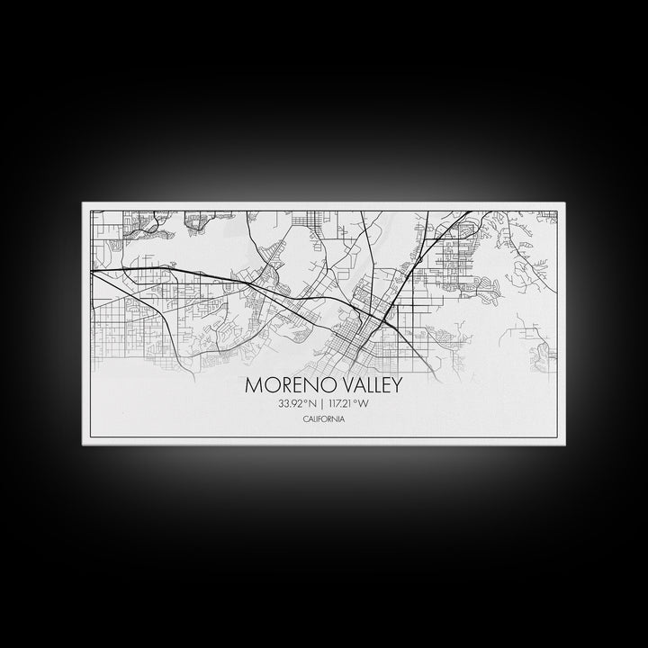 Moreno Valley City Map, California Map, Map Art, Minimalist Wall Art, Wall Art, Canvas Art, Horizontal Print, PHD Graduation Gift, Office