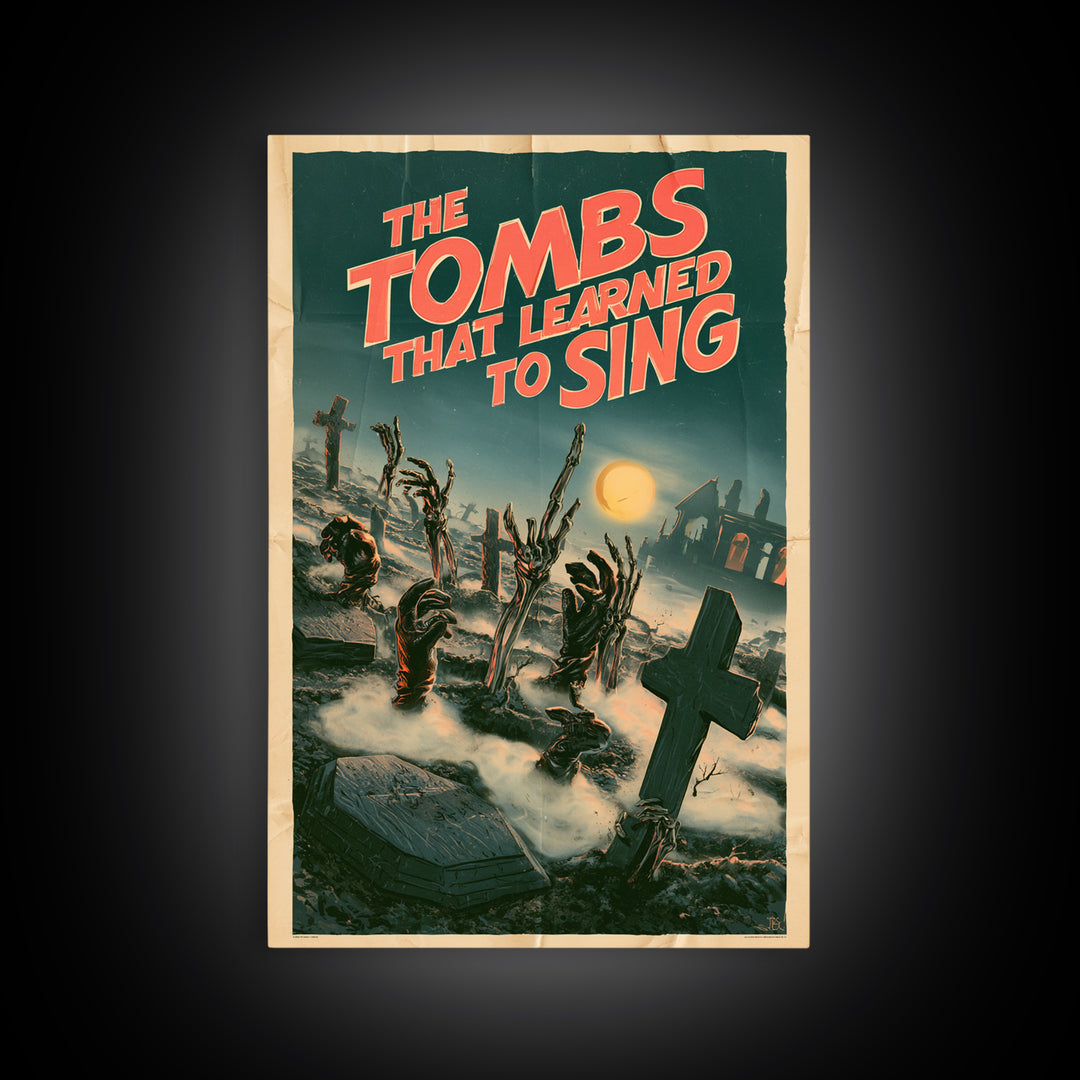 The Tombs That Learned To Sing, English Language Horror Movie Poster, Giallo Horror Art, Gothic Cinema Wall Art, Canvas Print