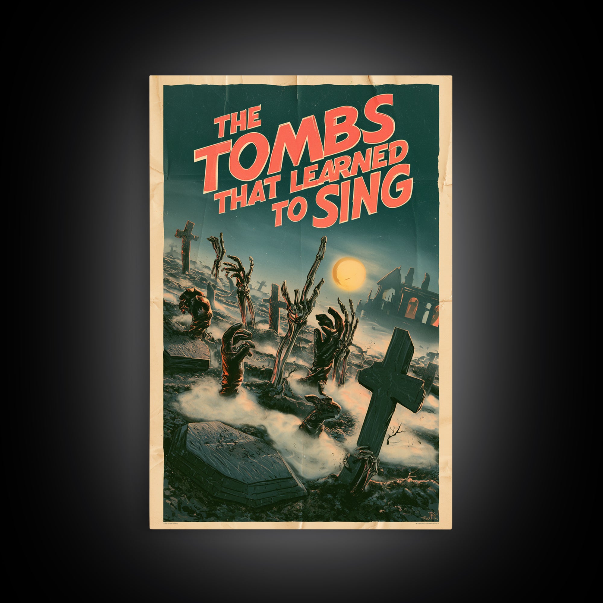 The Tombs That Learned To Sing, English Language Horror Movie Poster, Giallo Horror Art, Gothic Cinema Wall Art, Canvas Print