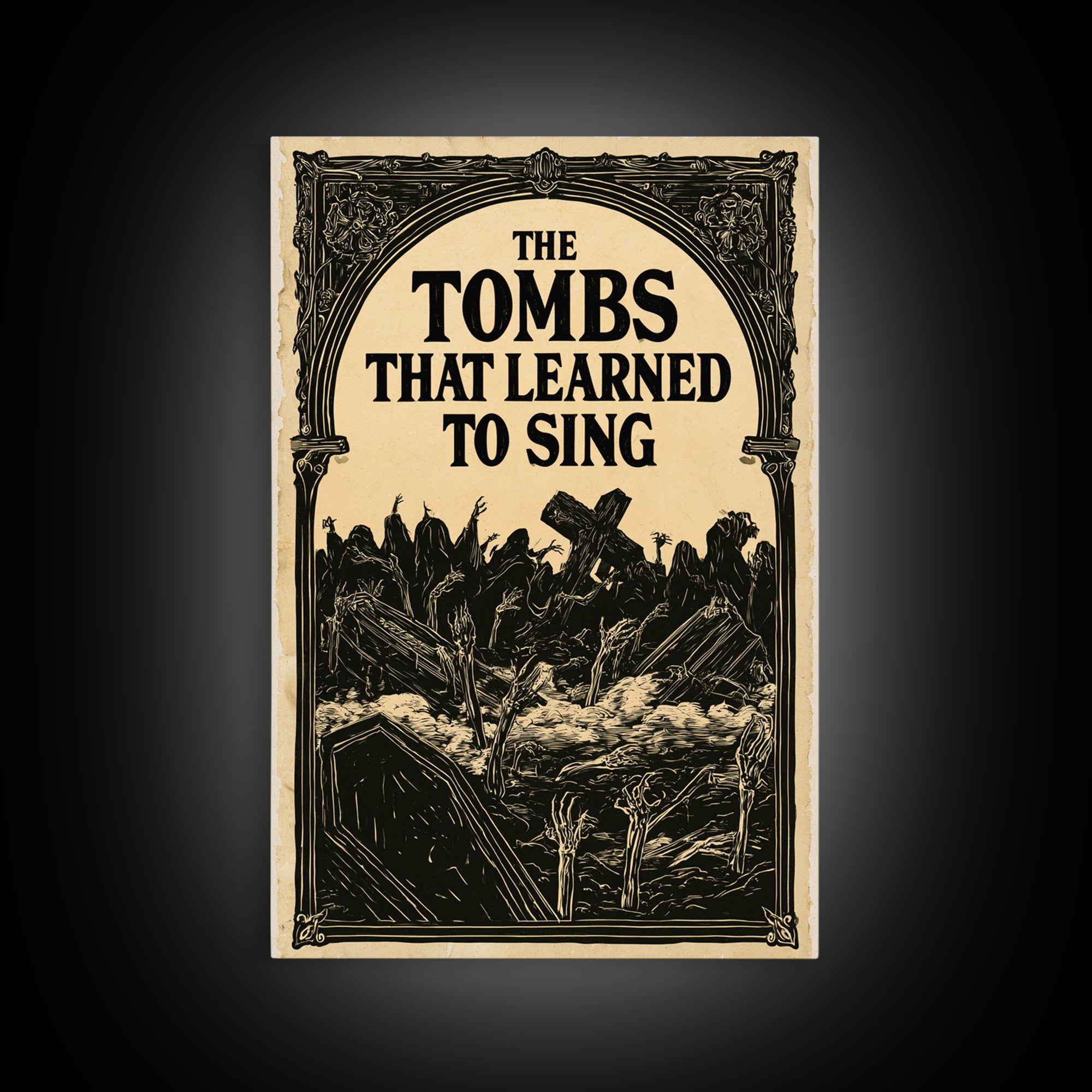 The Tombs That Learned To Sing, English Language Horror Movie Poster, Decadent Line Art, Gothic Cinema Wall Art