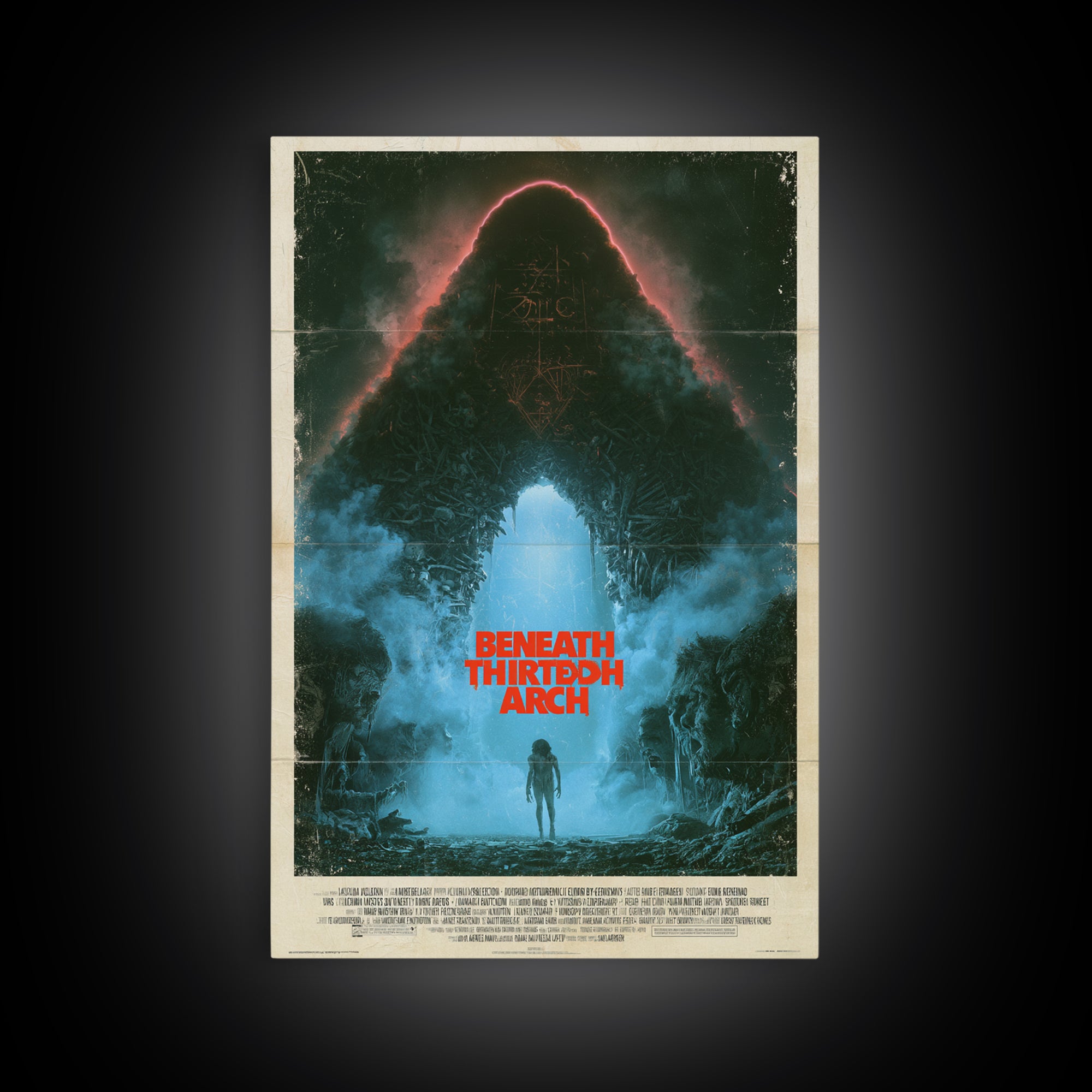 Beneath The Thirteenth Arch, English Language Horror Movie Poster, 1980s Vhs Nightmare Cover Inspired Art, Gothic Cinema Wall Art
