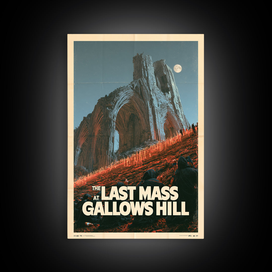 The Last Mass At Gallows Hill, English Language Horror Movie Poster, Giallo Horror Art, Classic Monster Poster, Framed Canvas Print