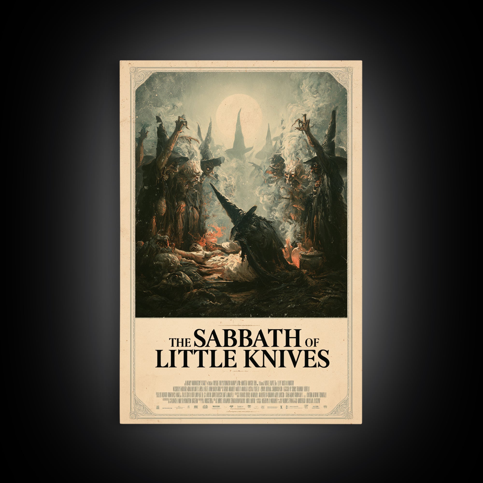 The Sabbath Of Little Knives, English Language Horror Movie Poster, Gothic Nightmare Art, Gothic Cinema Wall Art, Framed Canvas Print