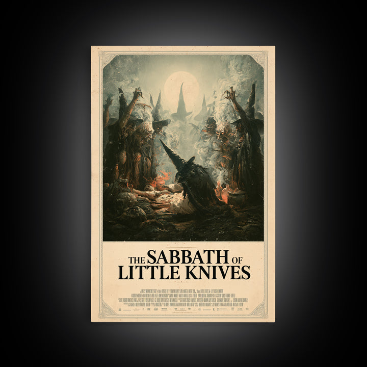 The Sabbath Of Little Knives, English Language Horror Movie Poster, Gothic Nightmare Art, Gothic Cinema Wall Art, Framed Canvas Print