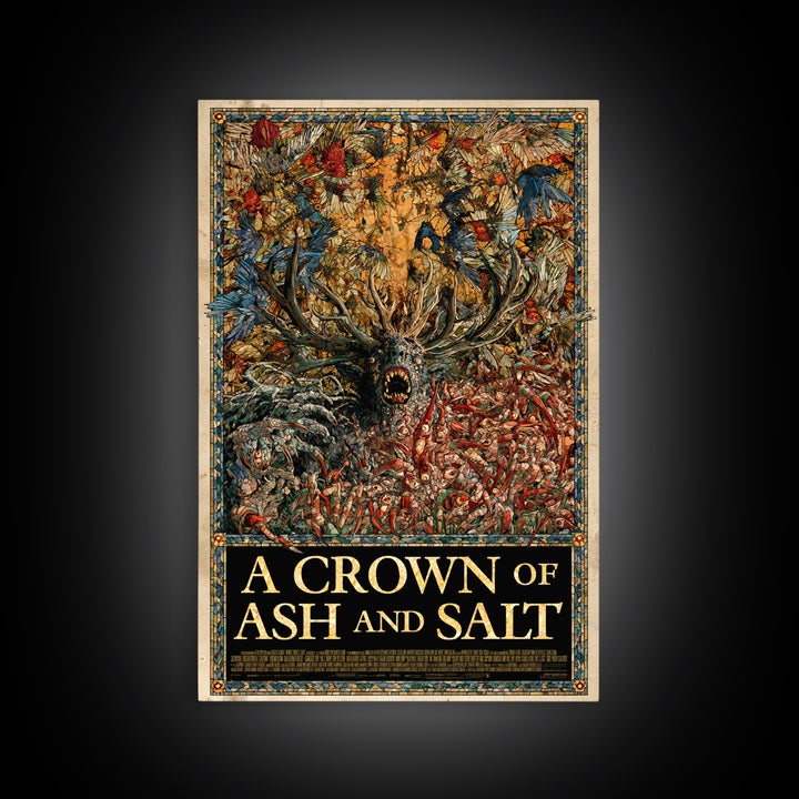 A Crown Of Ash And Salt, English Language Horror Movie Poster, Stained Glass Gothic Art, Retro Horror Movie Art, Canvas Print