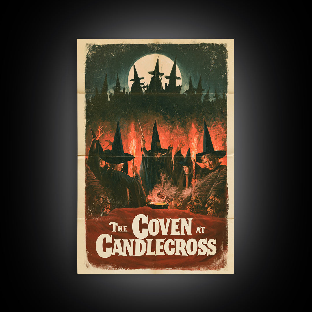 The Coven At Candlecross, English Language Horror Movie Poster, 1960s Horror Art, Retro Horror Movie Art, Framed Canvas Print