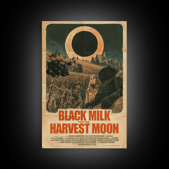 Black Milk For The Harvest Moon, English Language Horror Movie Poster, Giallo Horror Art, Gothic Cinema Wall Art, Canvas Print