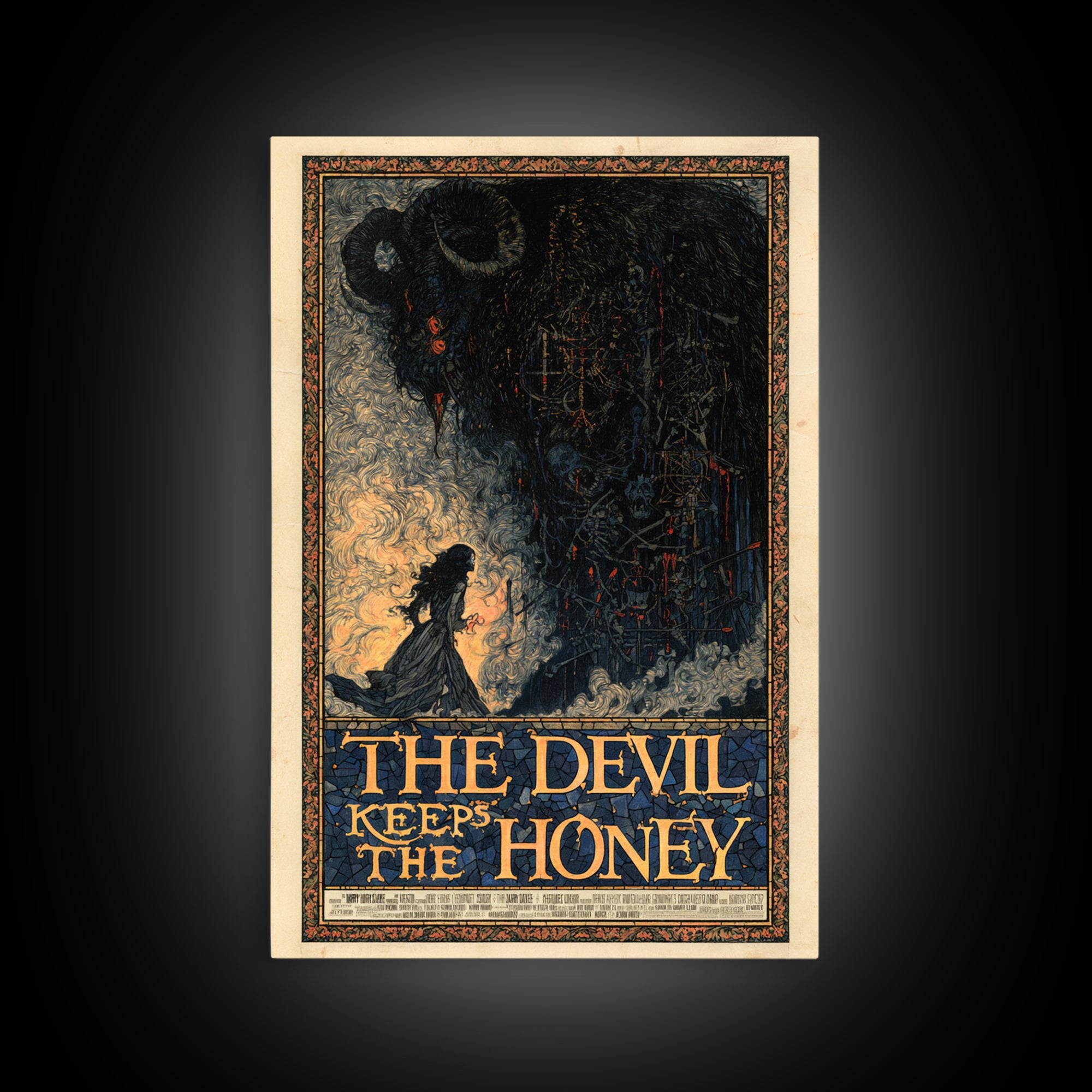The Devil Keeps The Honey, English Language Horror Movie Poster, Stained Glass Gothic Art, Classic Monster Poster, Canvas Print
