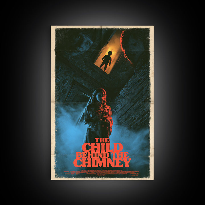 The Child Behind The Chimney, English Language Horror Movie Poster, 1980s Vhs Nightmare Cover Inspired Art, Cult Horror Poster, Canvas Print
