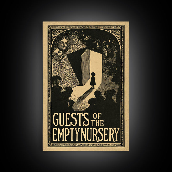 Guests Of The Empty Nursery, English Language Horror Movie Poster, Decadent Line Art, Classic Monster Poster, Horror Wall Decor