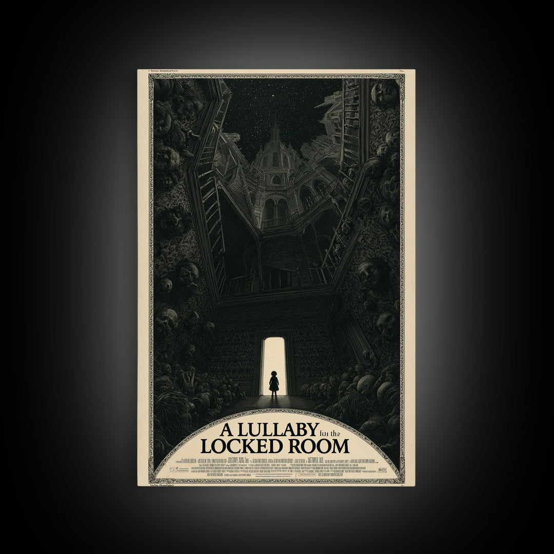 A Lullaby For The Locked Room, English Language Horror Movie Poster, Gothic Engraving Art, Retro Horror Movie Art, Canvas Print