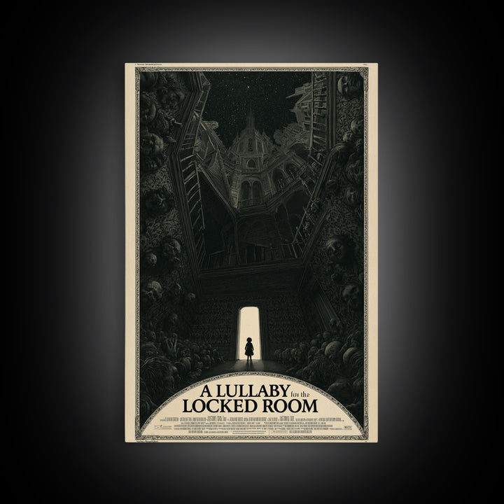 A Lullaby For The Locked Room, English Language Horror Movie Poster, Gothic Engraving Art, Retro Horror Movie Art, Canvas Print