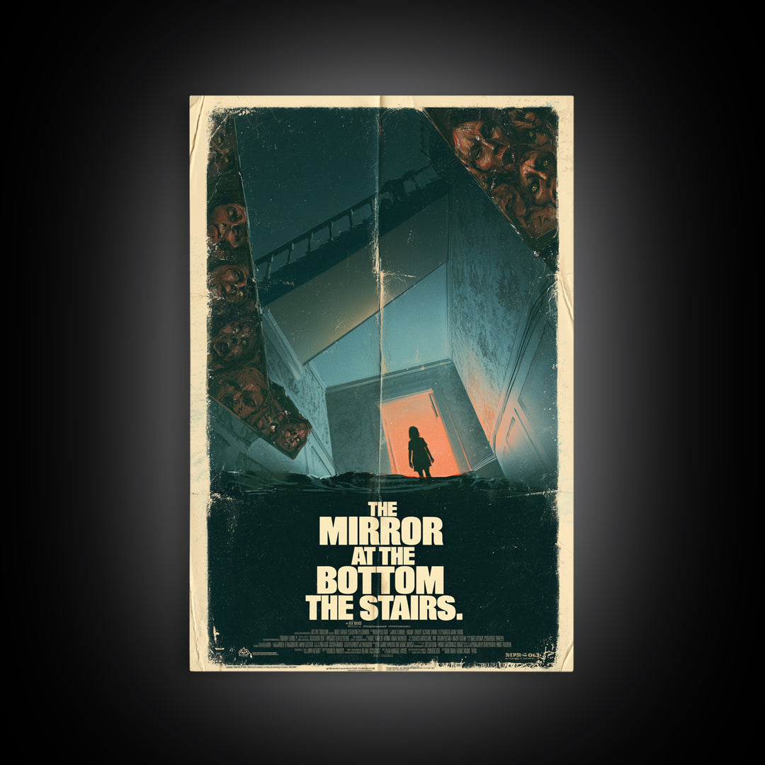 The Mirror At The Bottom Of The Stairs, English Language Horror Movie Poster, 1970s Horror Art, Cult Horror Poster, Framed Canvas Print
