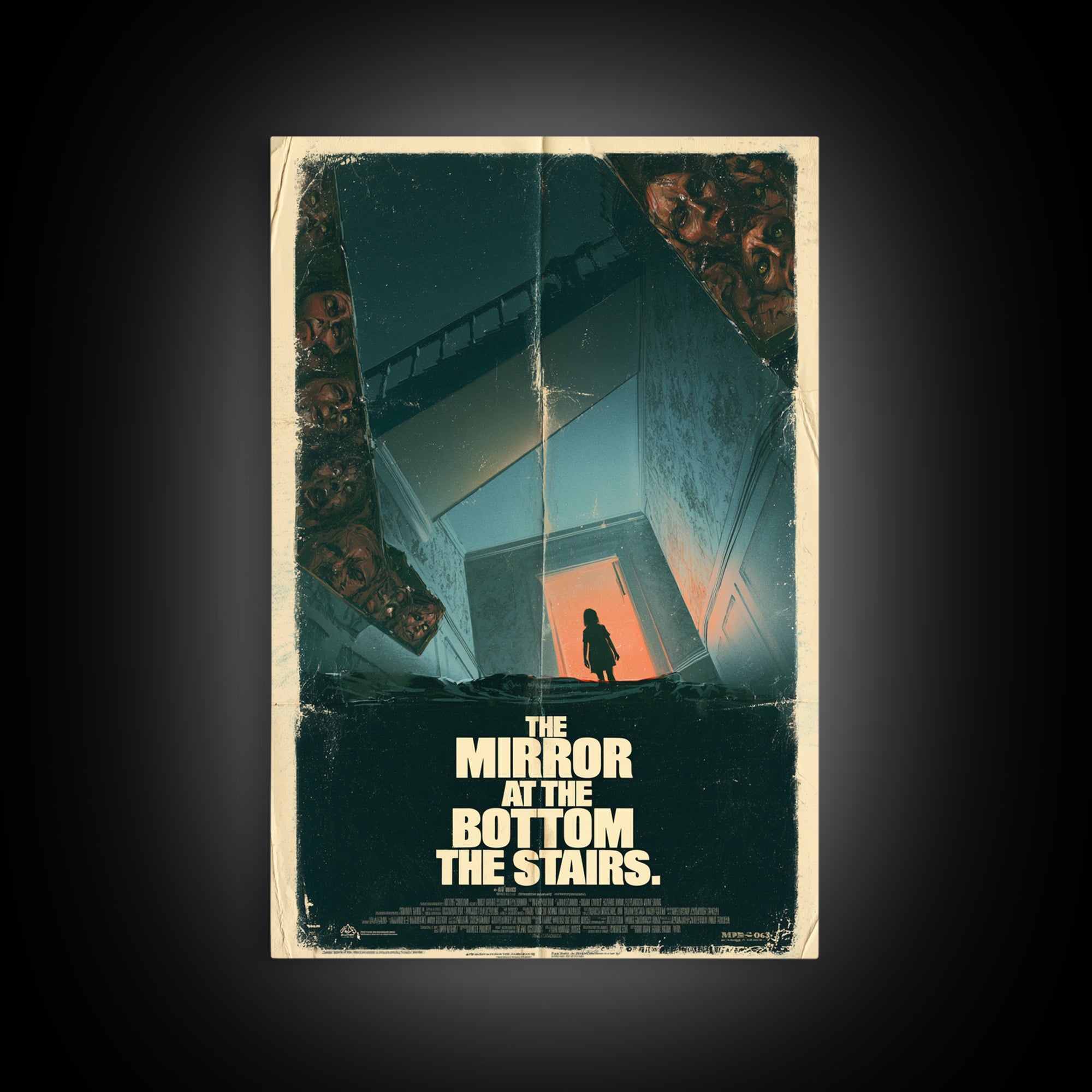 The Mirror At The Bottom Of The Stairs, English Language Horror Movie Poster, 1970s Horror Art, Cult Horror Poster, Framed Canvas Print