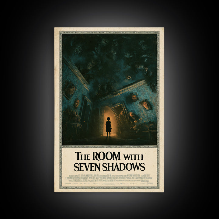 The Room With Seven Shadows, English Language Horror Movie Poster, Dark Romantic Horror Art, Gothic Cinema Wall Art, Framed Canvas Print