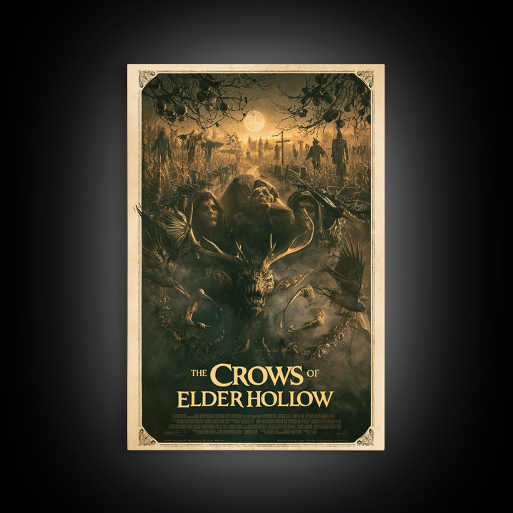 The Crows Of Elder Hollow, English Language Horror Movie Poster, Dark Romantic Horror Art, Retro Horror Movie Art, Canvas Print