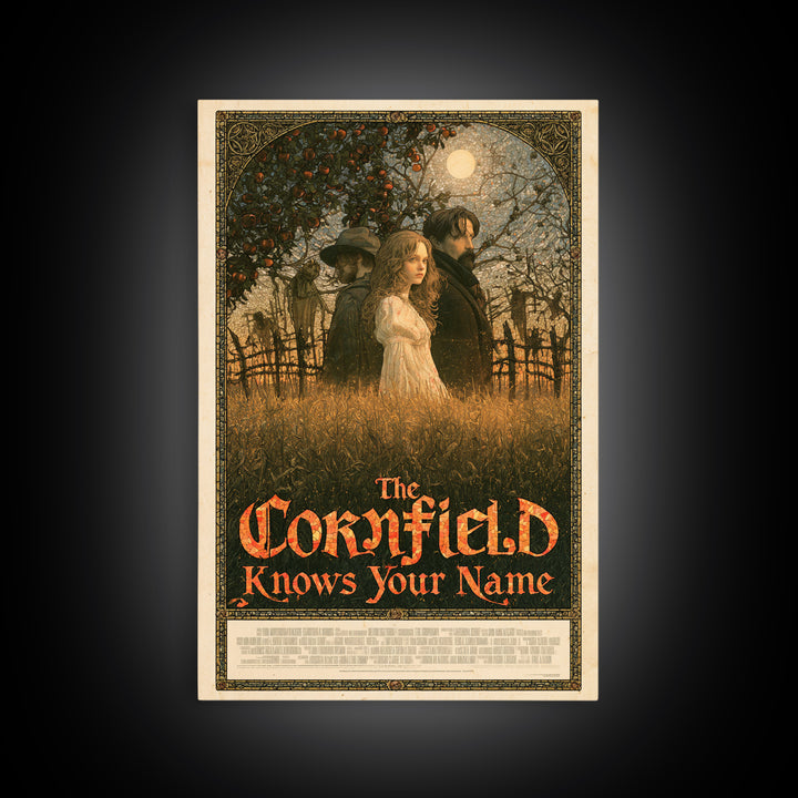 The Cornfield Knows Your Name, English Language Horror Movie Poster, Stained Glass Gothic Art, Classic Monster Poster, Canvas Print