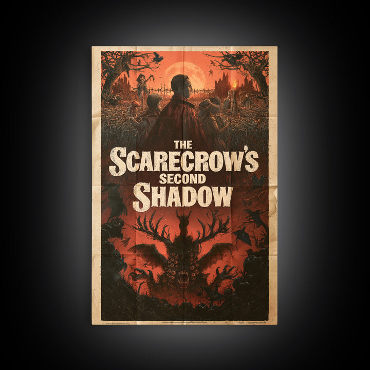 The Scarecrow'S Second Shadow, English Language Horror Movie Poster, 1960s Horror Art, Classic Monster Poster, Framed Canvas Print