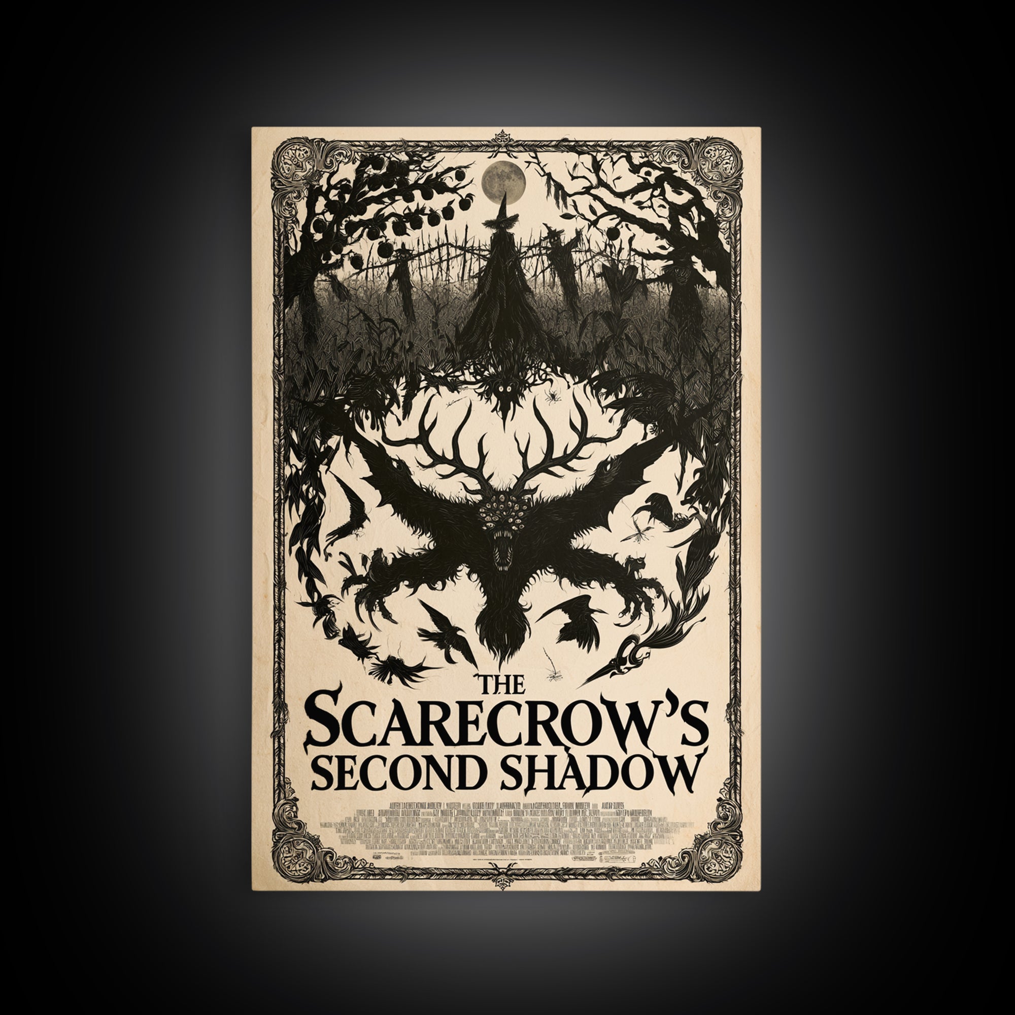 The Scarecrow'S Second Shadow, English Language Horror Movie Poster, Decadent Line Art, Cult Horror Poster, Canvas Print