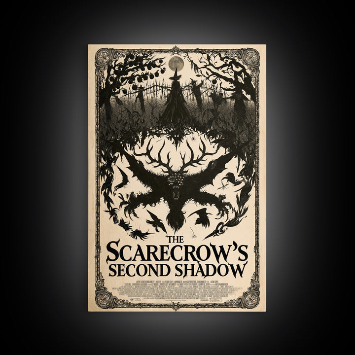 The Scarecrow'S Second Shadow, English Language Horror Movie Poster, Decadent Line Art, Cult Horror Poster, Canvas Print