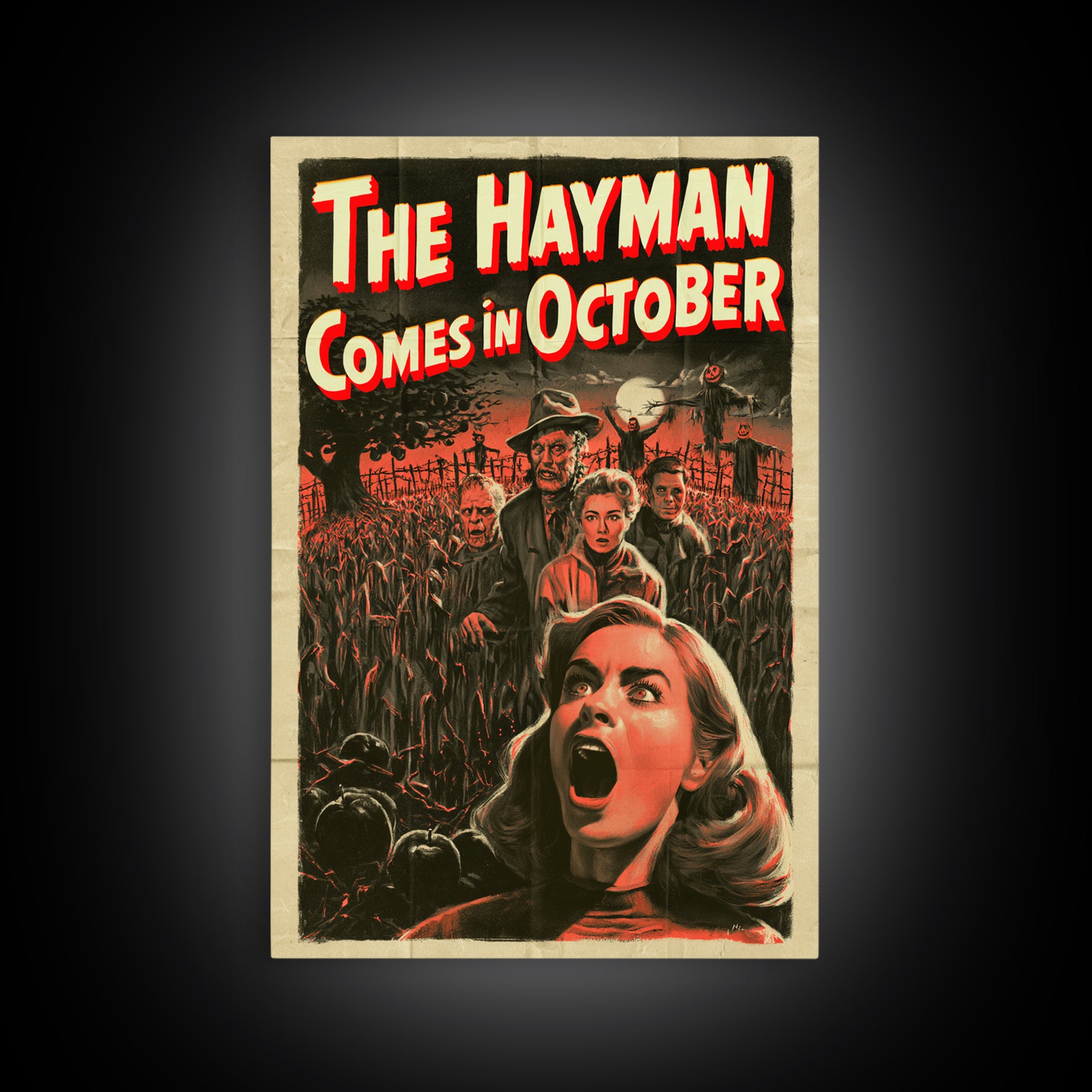 The Hayman Comes In October, English Language Horror Movie Poster, 1950s Creature-Feature One-Sheet Inspired Art, Gothic Cinema Wall Art