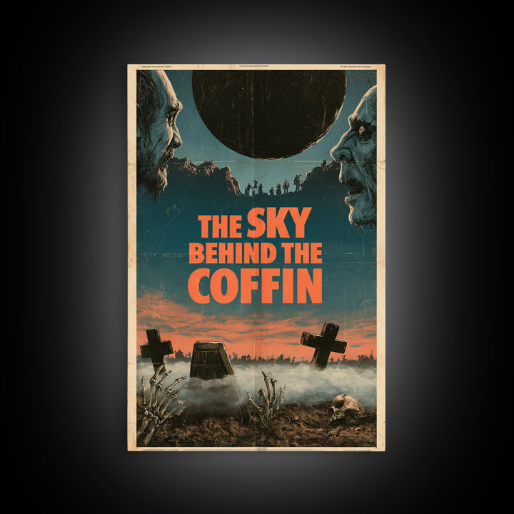 The Sky Behind The Coffin, English Language Horror Movie Poster, 1970s Horror Art, Cult Horror Poster, Framed Canvas Print