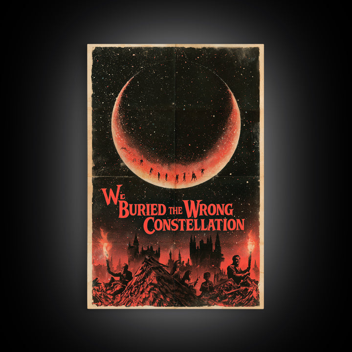 We Buried The Wrong Constellation, English Language Horror Movie Poster, 1960s Horror Art, Classic Monster Poster, Framed Canvas Print