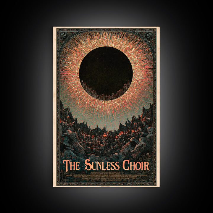 The Sunless Choir, English Language Horror Movie Poster, Stained Glass Gothic Art, Classic Monster Poster, Canvas Print, Horror Wall Decor