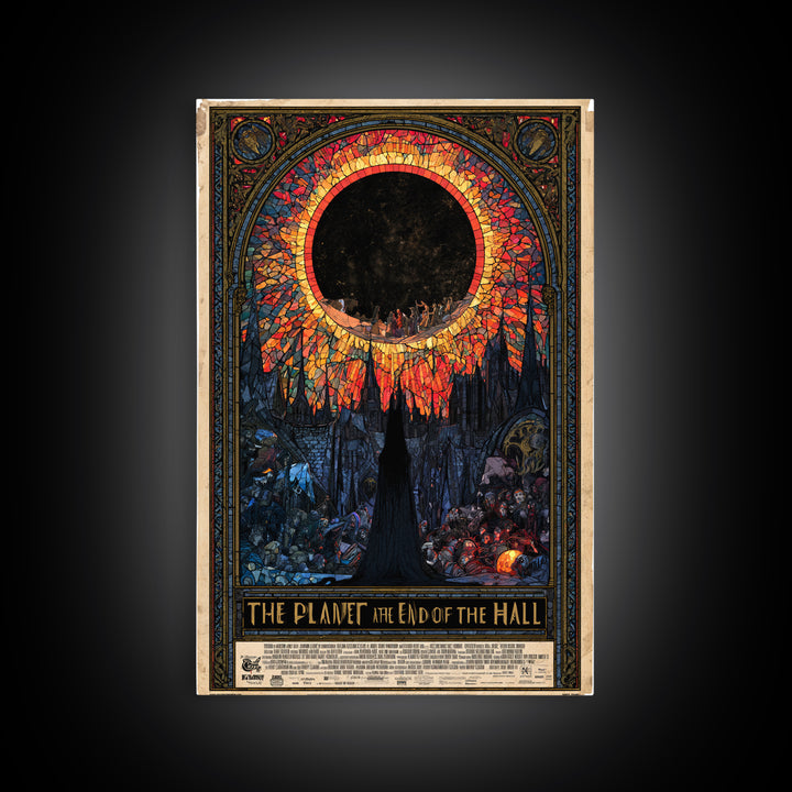 The Planet At The End Of The Hall, English Language Horror Movie Poster, Stained Glass Gothic Art, Gothic Cinema Wall Art, Canvas Print